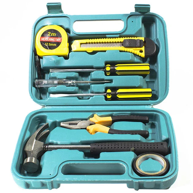 8 PCS Professional Tool Set with Storage Box | YL-8009A Model |  Durable Home Repair & DIY Toolkit |  Organized Plastic Storage Box