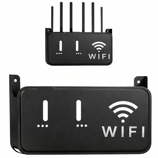 Light Gray WiFi Router Storage Box & Wall Mount Shelf  Universal Cable Organizer | Space-Saving Holder for Modem, Set-Top Box & Smart Devices | Home & Office Use