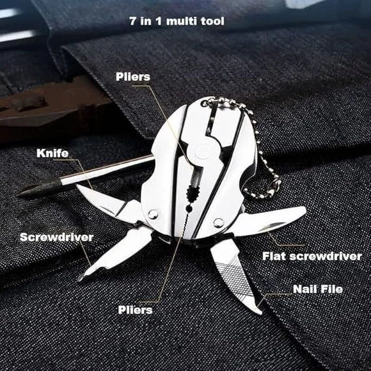 Stainless Steel Outdoor Portable Multitool Plier Knife | Mini Keychain Multi Tool with Screwdriver & Pouch | Camping, Hiking & Everyday Use