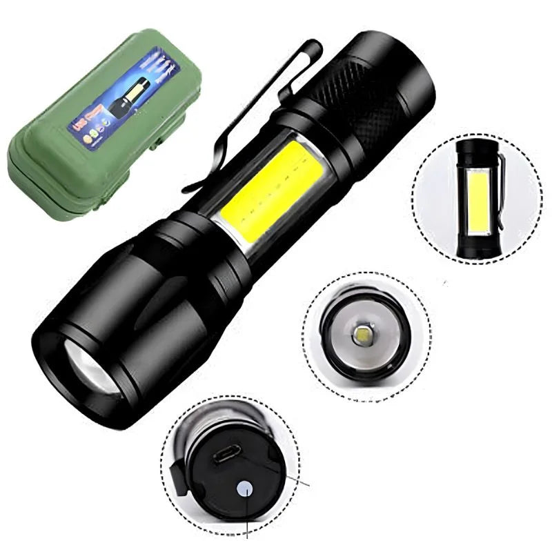 Metal COB Flashlight Torch